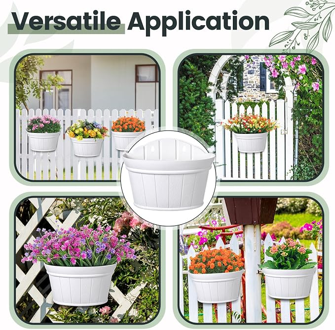 Layhit 6 Pcs Wall Hanging Planters Outdoor Pot Planter Wine Barrel Planter - Image 4