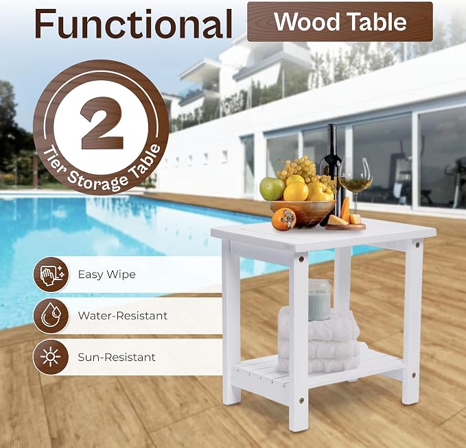 Outdoor Side Table, 2-Tier Acacia Wood End Table - Image 6