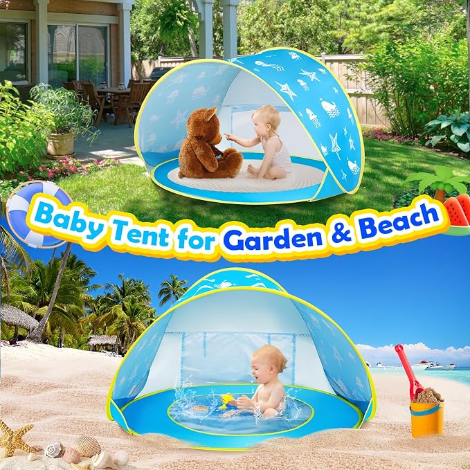 Monobeach Baby Beach Tent Ocean Pop Up Portable Shade Pool UPF50+ UV Protection - Image 4