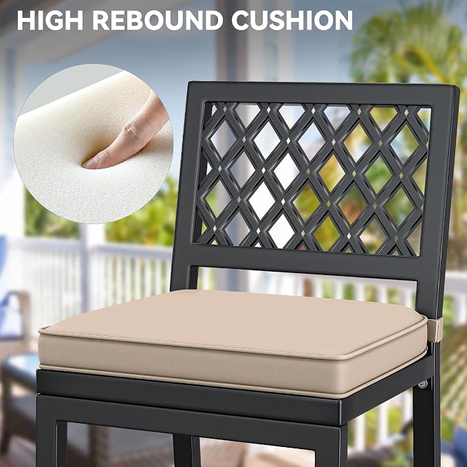 YITAHOME Outdoor Bar Stools Set of 2, Cushioned Metal Outdoor Bar Stools - Image 6