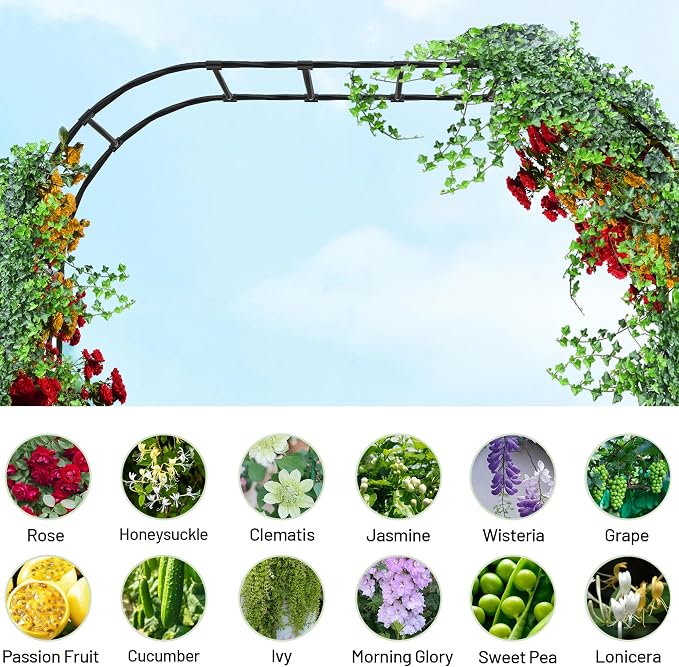 Twira Garden Arch Trellis, 7.9FT Metal Garden Arbor Trellis - Image 5