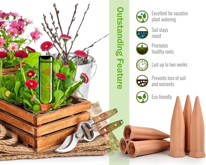 Automatic Plant Waterer Terracotta Self Watering Spikes Drippers Irrigation - Image 6