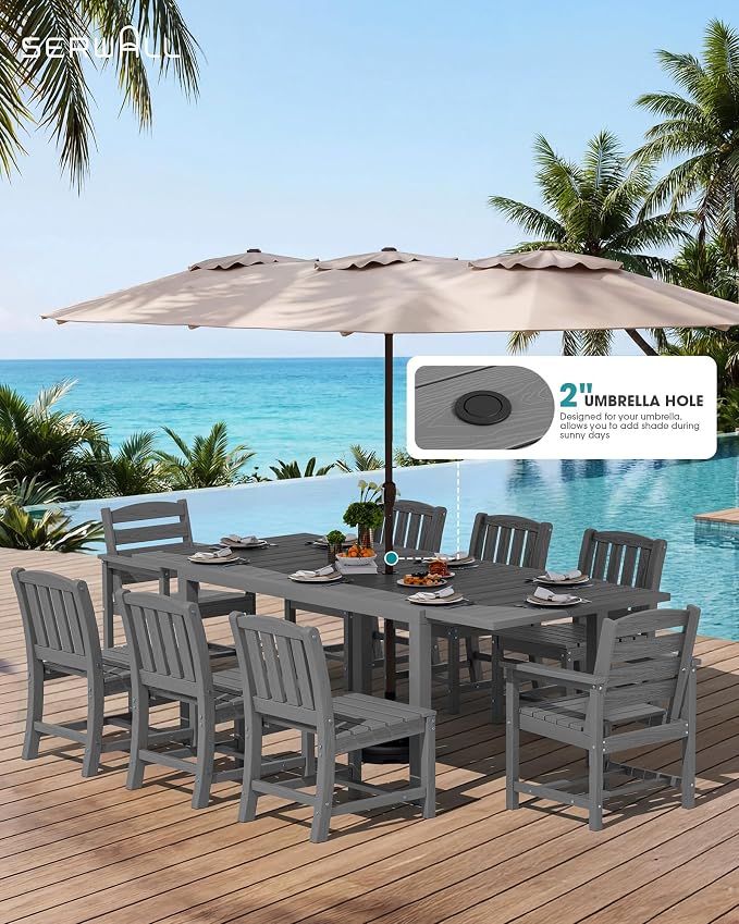 SERWALL 7-Piece Outdoor Dining Set, All Weather HDPE Outdoor Furniture Set - Image 3