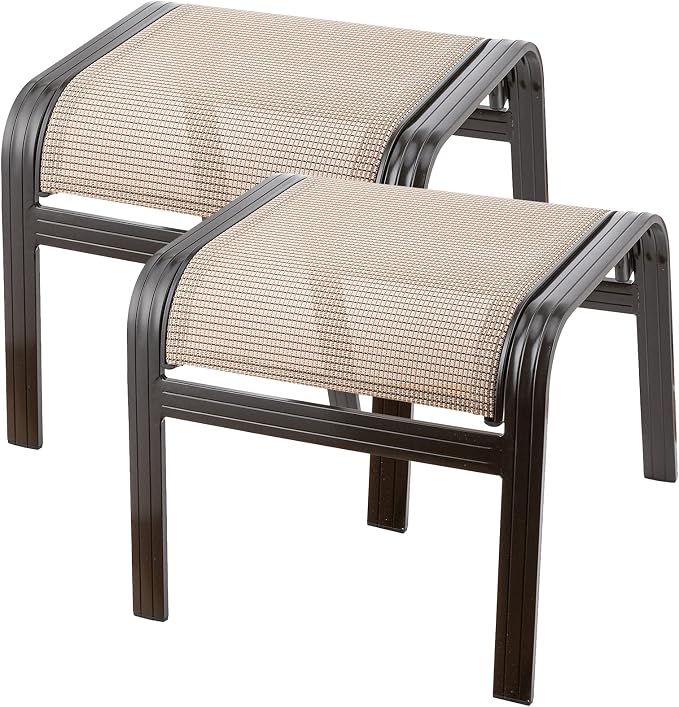 Outdoor Patio Footstools Aluminum Outdoor Ottomans Footrest Small Seating by Deguifei