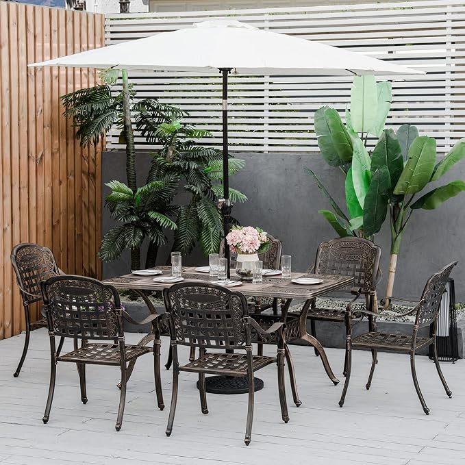 Outsunny 7-Piece Patio Dining Set, Cast Aluminum Outdoor Furniture Set - Image 2