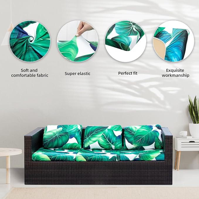 8 Pcs Stretch Patio Cushion Covers, Outdoor Couch Covers Replacement, Outdoor - Image 3