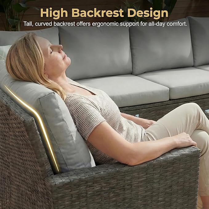 Wisteria Lane 7 Piece Patio Furniture Set, High Curved Back Wicker Patio - Image 5