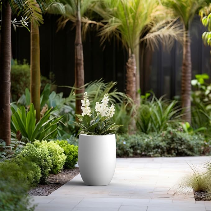 Kante 16.5 Inch Tall Concrete Planter, Large Indoor Outdoor Plant Pot - Image 6