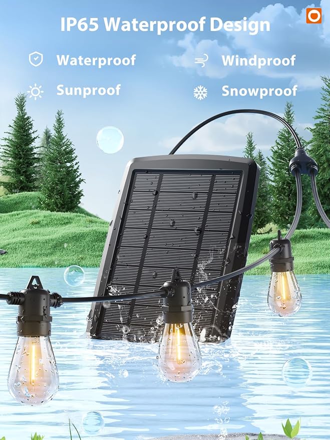addlon 104FT Solar String Lights Outdoor Waterproof - Image 3