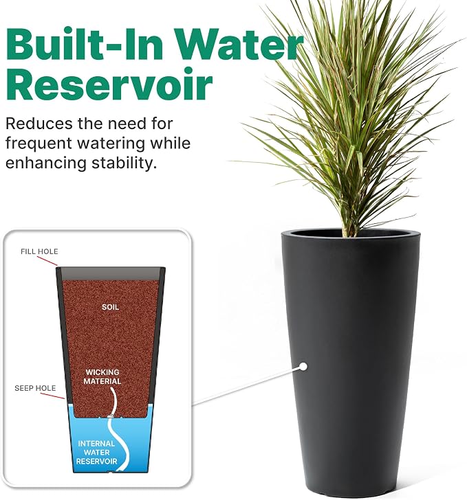 Step2 Tremont Tall Round Tapered Planter, Indoor/Outdoor Plants, Efficient - Image 6