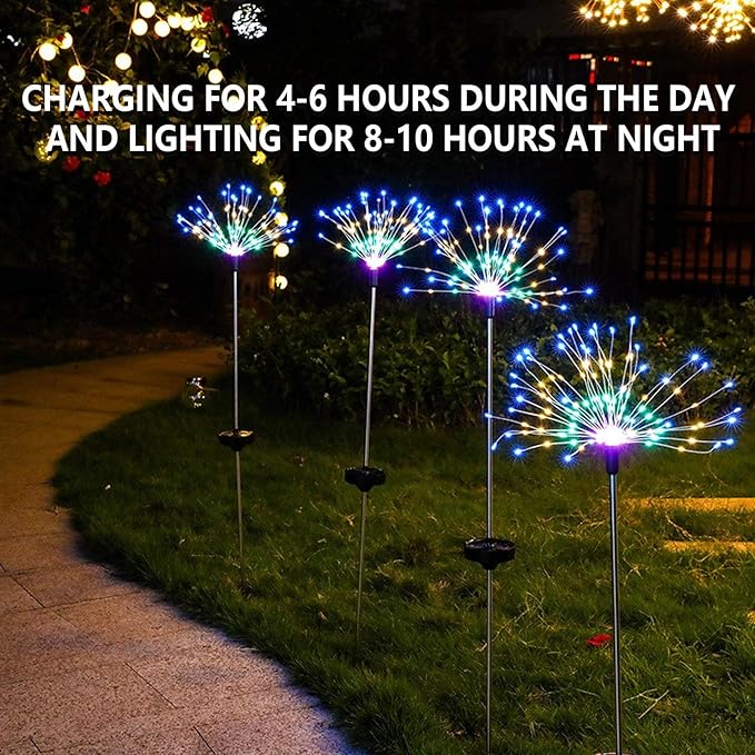 4 PCS Solar Firework Light, Outdoor Solar Garden Decorative Lights 120 LED - Image 7