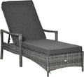 Outsunny Wicker Chaise Lounge, 4 Position Adjustable Backrest and Cushions by Outsunny