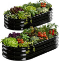Raised Garden Bed Outdoor 2 Sets Oval Large Coating Metal Planter Box by RaisedGardenBed