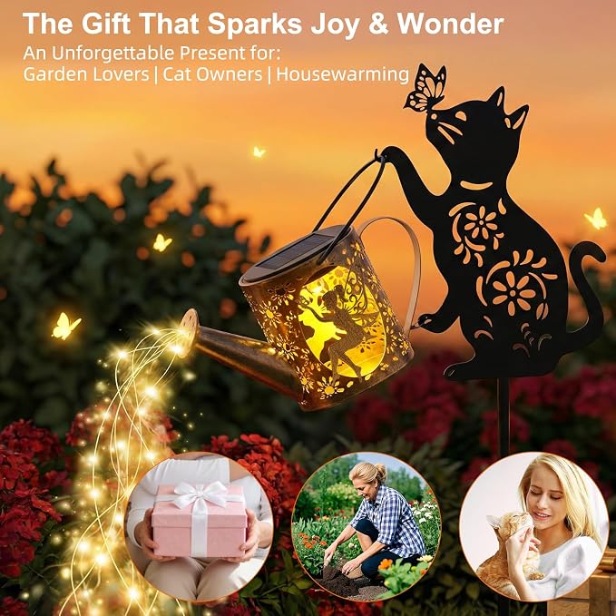 Solar Watering Can Lights with Fairy & Flowers, Outdoor Garden Decor with - Image 6