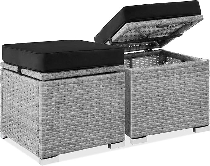 Best Choice Products Set of 2 Wicker Ottomans, Additional Seating, Side Table by BestChoiceProducts
