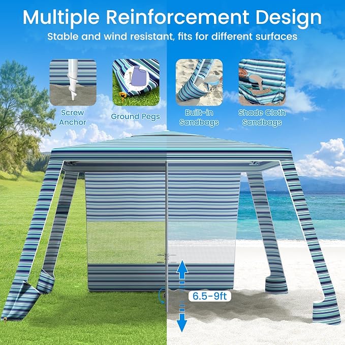 MoKo Beach Cabana, UPF 50+ Protection Easy Setup Beach Tent Sun Shelter - Image 3