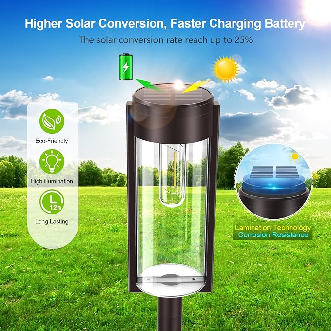 LETMY Solar Pathway Lights Outdoor, New Upgraded 6 Pack Solar Outdoor Lights - Image 4
