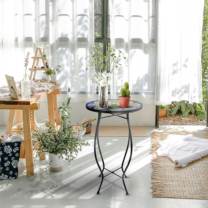 2PCS 12 Inch Small Outdoor Side Table - Image 2