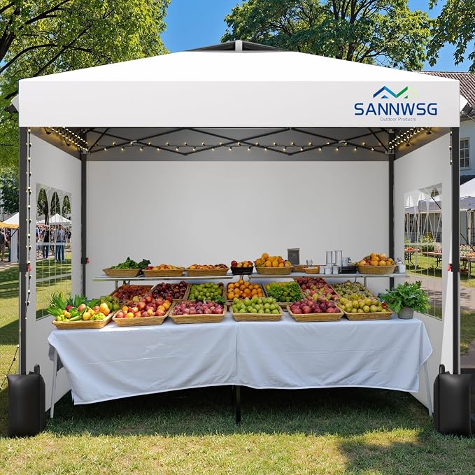 8X8 Pop Up Canopy Tent with 3 Sidewalls, Easy Up Canopy, Commercial Instant by Sannwsg