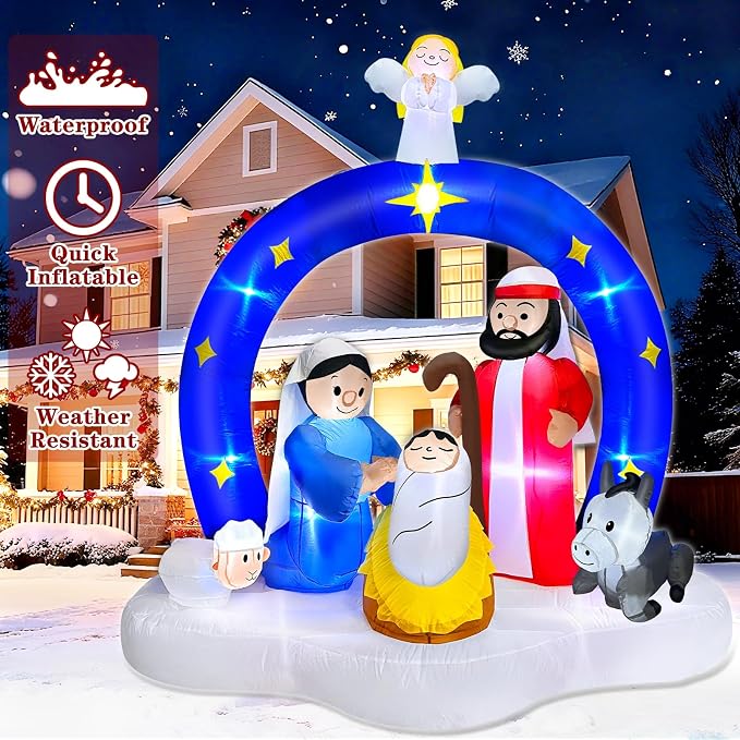 7 FT Tall Christmas Inflatables Nativity Scene - Image 4