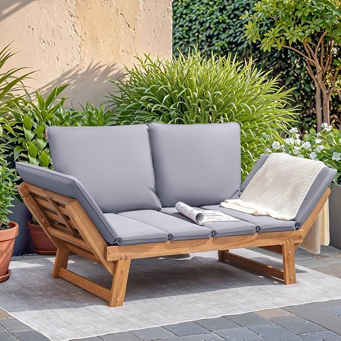 Devoko Outdoor Couch Acacia Wood Patio Couch by DEVOKO