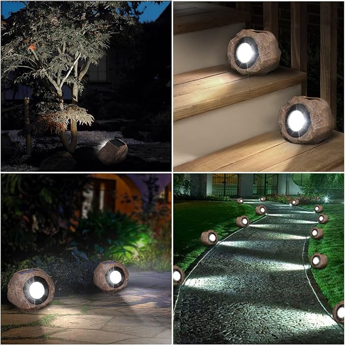 2 Pack Solar Rock Lights Outdoor, Angle Adjustable Solar Lights Outdoor - Image 6