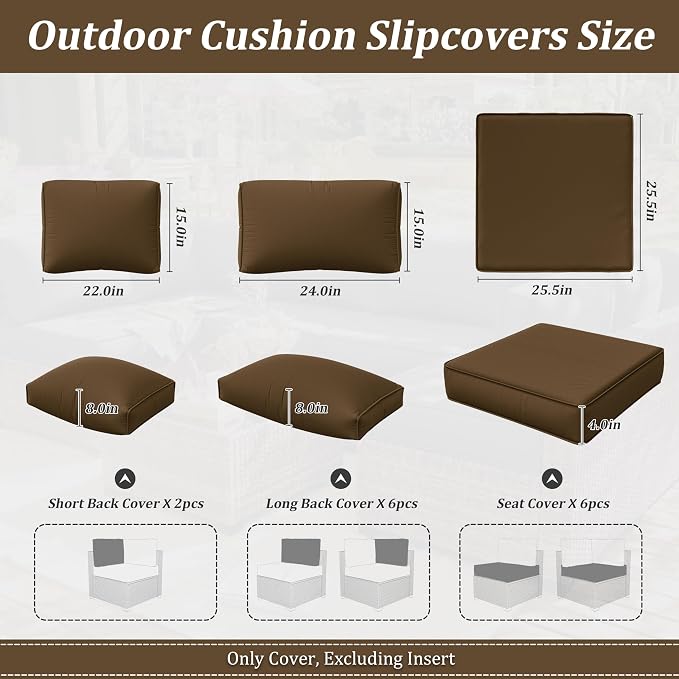 14 Pcs Outdoor Cushion Slipcovers Outdoor Patio Cushion Covers Replacement - Image 3
