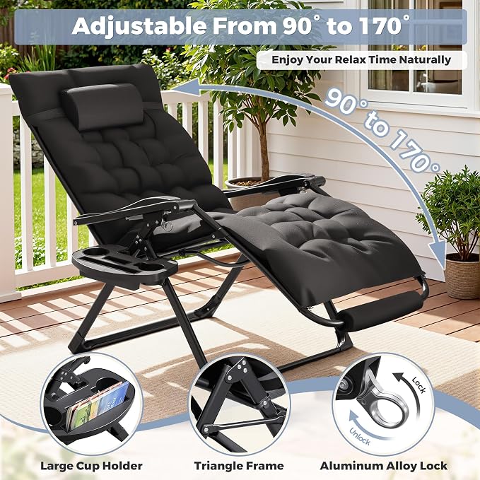 Homall Oversized Zero Gravity Chair, 32In Recliner Lounge Chair - Image 4