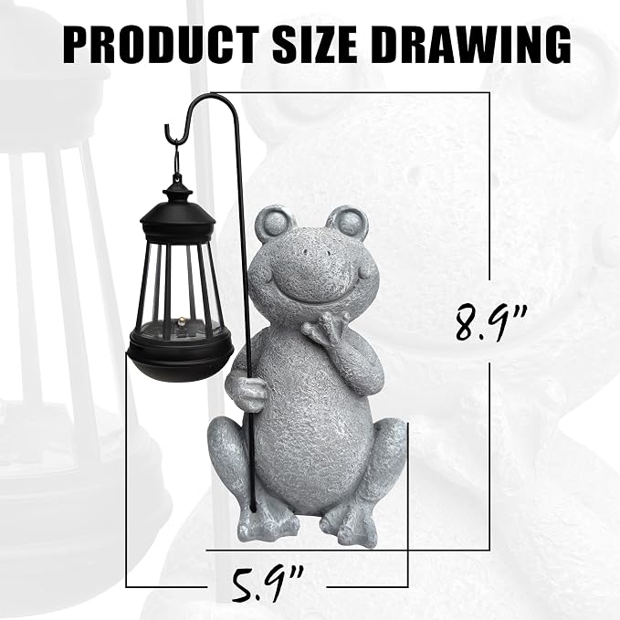 Frog Solar Garden Statues, Resin Frog Figurine Decorations - Image 2