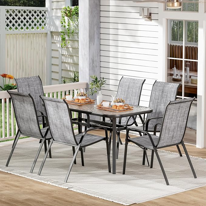TLSUNNY 7 Pieces Patio Dining Set, Outdoor Table and Chairs W/1.69″ Umbrella - Image 9