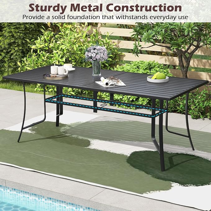Tangkula 76" x 36" Metal Patio Dining Table - Image 7