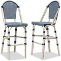 PURPLE LEAF French Bar Stool Set of 2 White Print Finish Patio Bar Stools by PURPLELEAF