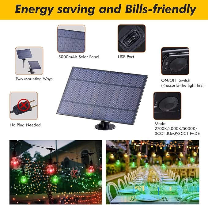 Auroraworld 144FT Solar RGB String Lights Outdoor, Dimmable Waterproof LED - Image 3
