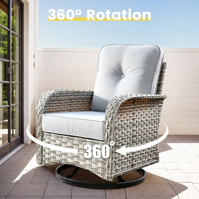 Outdoor Sectional Patio Furniture Set, 8 Pieces Wicker Conversation Sets L - Image 4