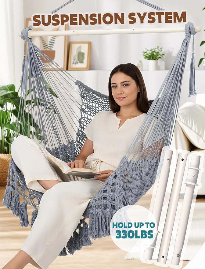 Chihee Hammock Chair Super Large Soft-Spun Cotton Rope Weaving Hanging Chair - Image 5