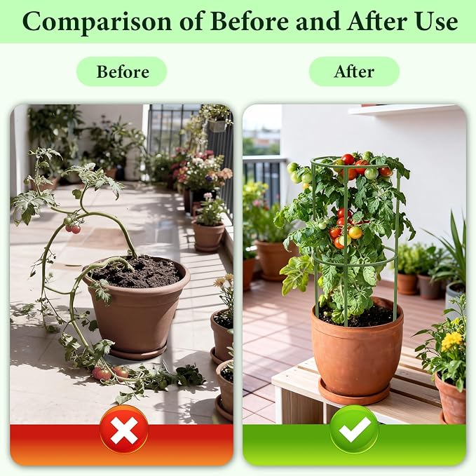 17.7" H Plant Support Stake Cage, Round Plant Support Garden Flower Stakes - Image 4
