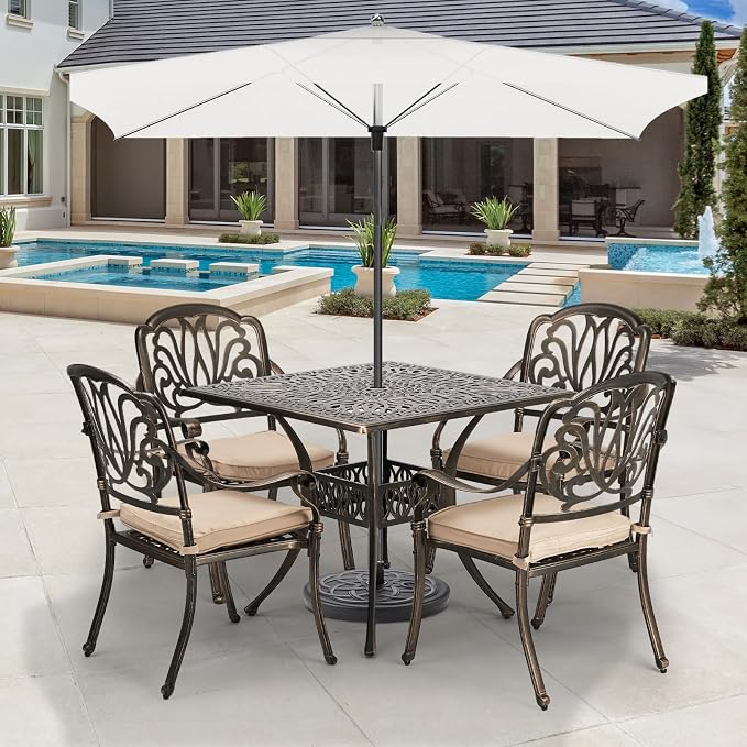 VINGLI 5-Piece Outdoor Patio Dining Set, Cast Aluminum All-Weather Outdoor - Image 2
