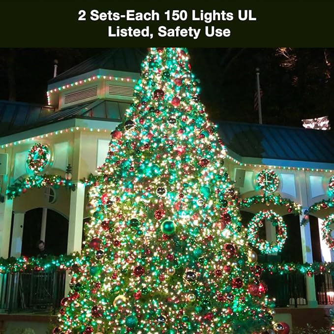 BrizLabs Christmas Lights, 69.6ft 300 Count Green String Lights, Connectable - Image 4