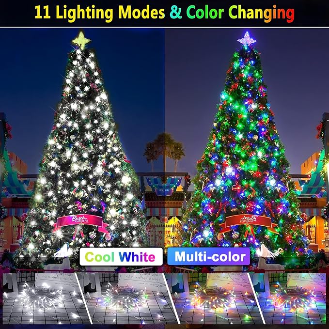 KNONEW 197FT 500 LED Christmas String Lights Outdoor Color Changing 11 Modes - Image 2