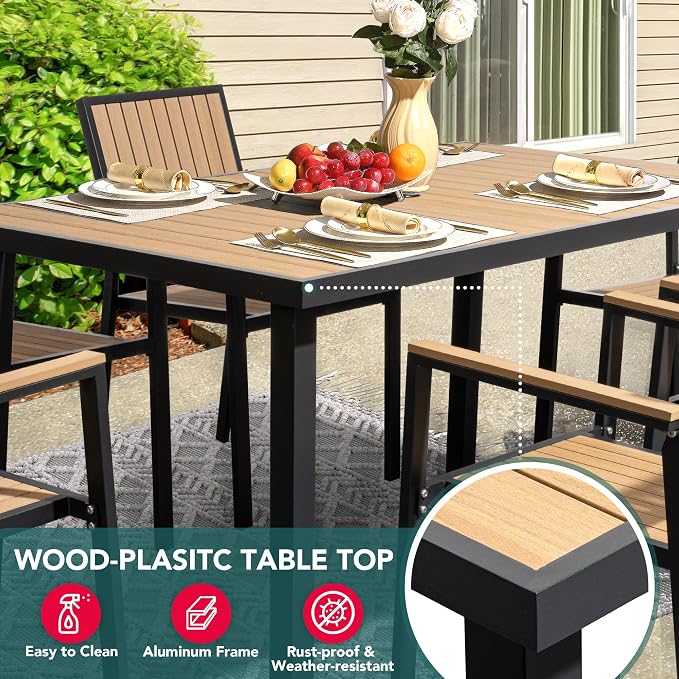 Pamapic 8-Piece Patio Dining Set，Outdoor Aluminum Furniture Set - Image 4
