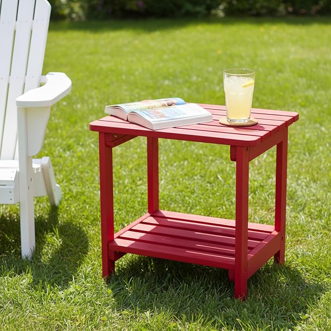 Shine Company Providence Rectangular Solid Wood Side Table, Outdoor Adirondack - Image 4
