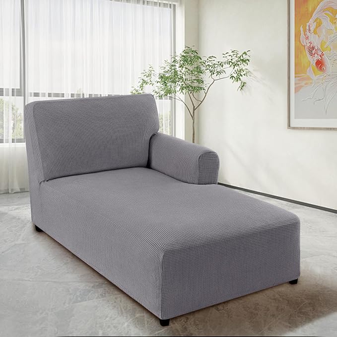 FantasDecor Right Chaise Lounge Cover Stretch Chair Lattice Slipcover - Image 2