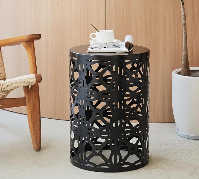 HFHOME Set of 3 Metal Outdoor Side Table, Nesting Round Coffee Table - Image 9