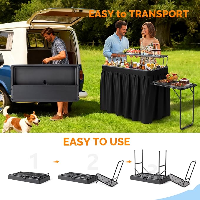 VINGLI Ice Table with Extra Storage Shelf, Side Table, Portasble Cooler Side - Image 5