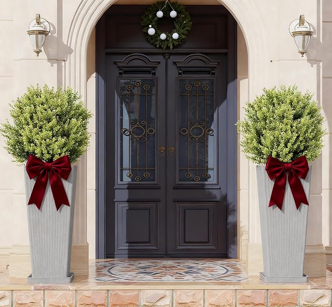 Tall Planters for Outdoor Plants Set of 2, 23.6" Large Taper Flower Plant Pots - Image 4