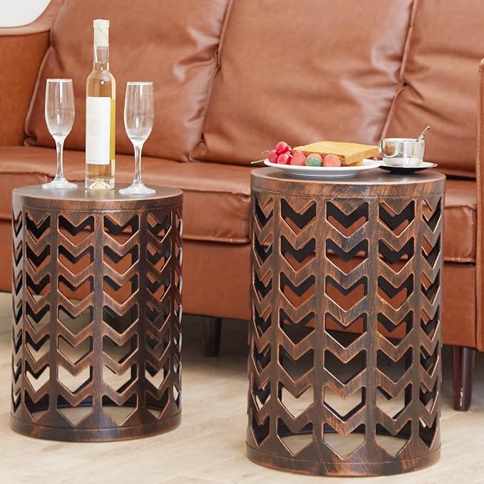 Y&M Nesting Side Table, Outdoor Decorative Garden Stool - Image 2