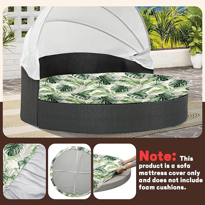 Round Cushion Covers with Attached Pillowcase, Elastic Fabric, 66 inch Diameter - Image 6