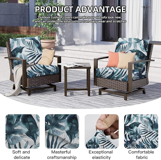 8Pcs Outdoor Cushion Covers, Patio Cushion Covers, Stretch Elastic Slipcovers - Image 3