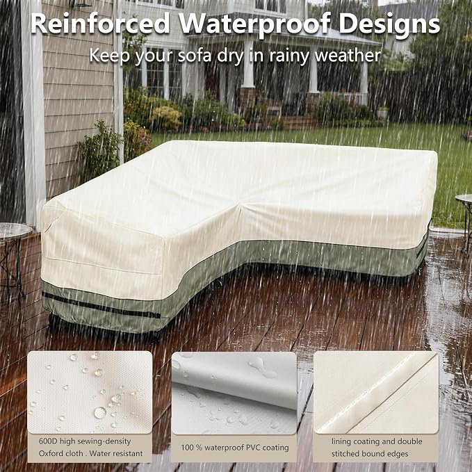 okcool Outdoor Sectional Sofa Cover Waterproof V Shaped Patio Furniture Covers - Image 7