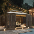 EROMMY 12' X 16' Hardtop Sunroom, Galvanized Steel Double Roof Gazebo Solarium by EROMMY
